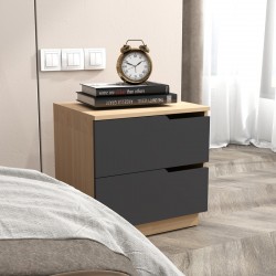 Verena I bedside table pakoworld in natural- antharcite shade 48x40x48cm
