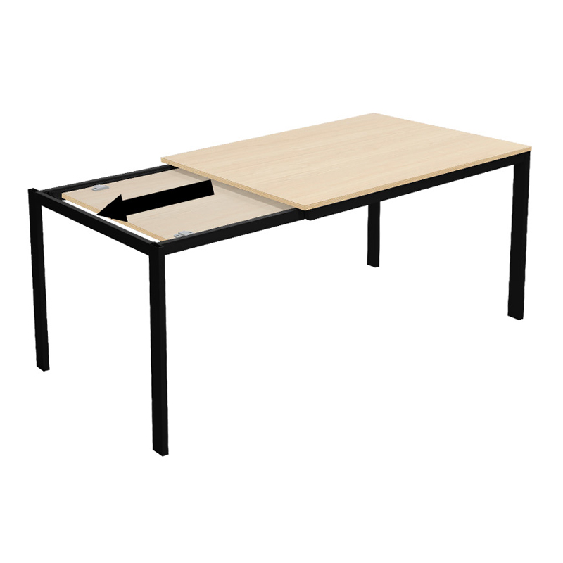 Extento pakoworld extendable table in natural color with black metal legs 120-180x74x75cm