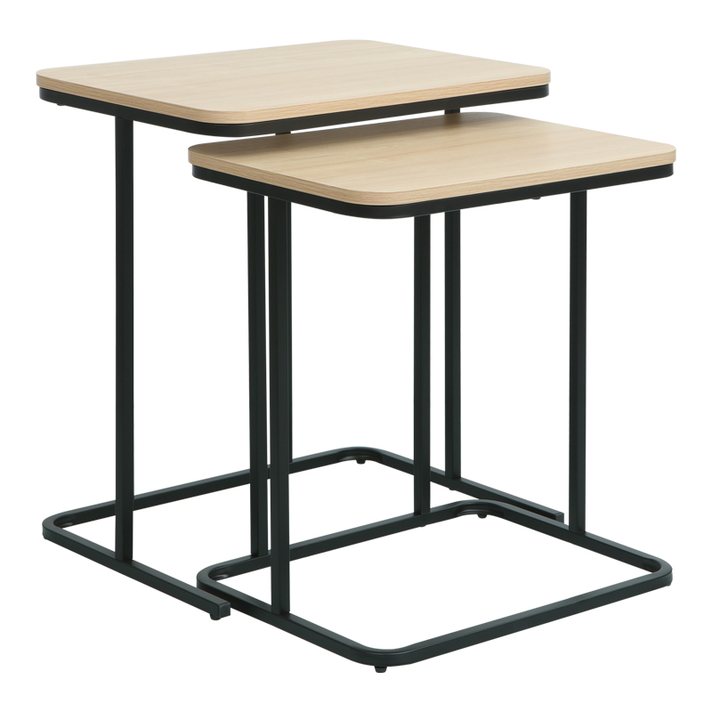Dunest pakoworld side tables in natural shade-black metal legs 54x40x60cm