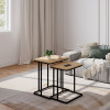 Dunest pakoworld side tables in natural shade-black metal legs 54x40x60cm