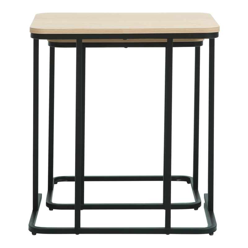 Dunest pakoworld side tables in natural shade-black metal legs 54x40x60cm