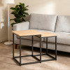 Side tables Quano pakoworld set 2 pieces in natural color and black metal
