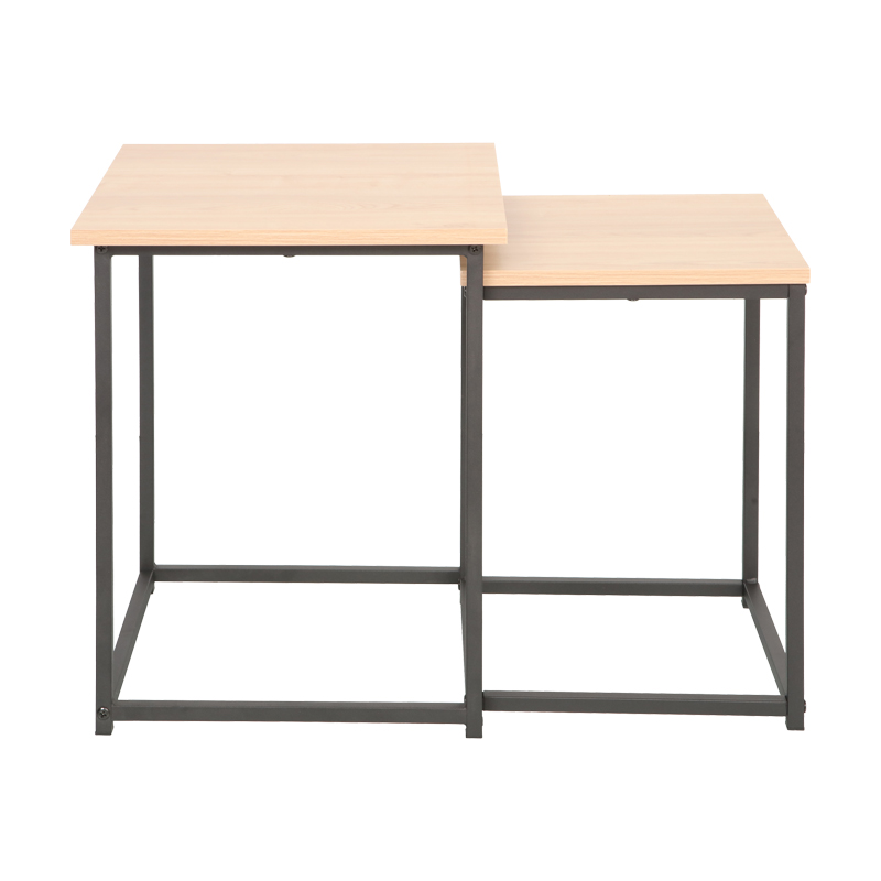 Side tables Quano pakoworld set 2 pieces in natural color and black metal