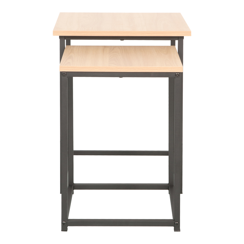 Side tables Quano pakoworld set 2 pieces in natural color and black metal