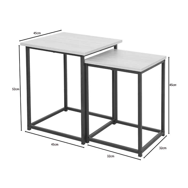 Side tables Quano pakoworld set 2 pieces in natural color and black metal