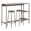 Σετ τραπέζι μπαρ Nexous pakoworld 3τεμ taupe μέταλλο 124x44x100εκ