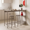 Σετ τραπέζι μπαρ Nexous pakoworld 3τεμ taupe μέταλλο 124x44x100εκ