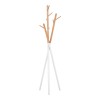 Coat Stand Sigar pakoworld metal-wood in white-natural color 49x51x187cm