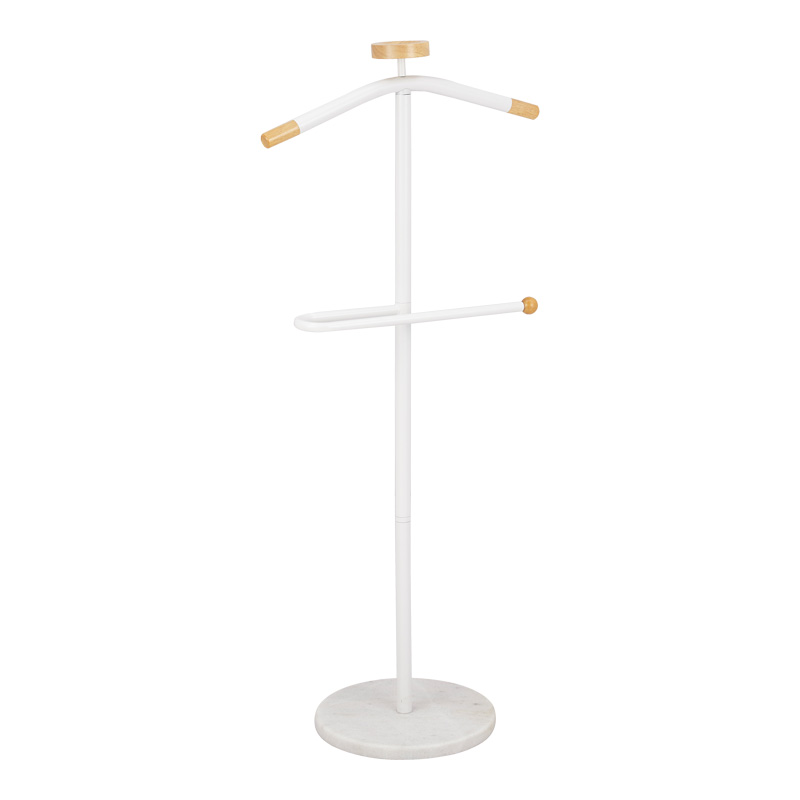 Coat Stand Jolma pakoworld metal-wood in white color D30x111cm