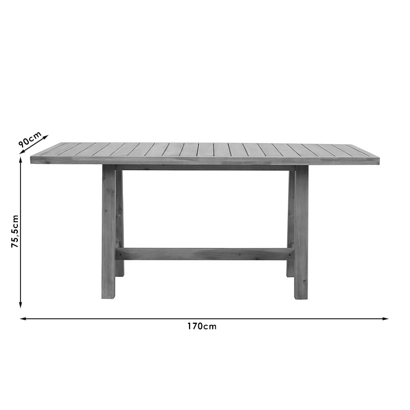 Τραπέζι Malibu pakoworld μασίφ ξύλο ακακίας 170x90x75.5εκ