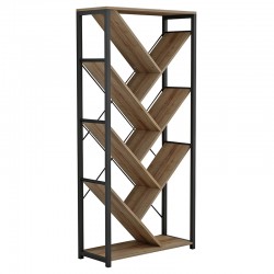 Βιβλιοθήκη Alex pakoworld φυσικό-μαύρο 74x30x153εκ