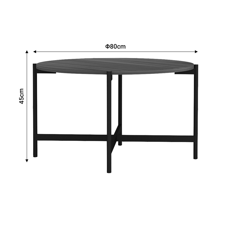 Coffee table Aisle pakoworld melamine walnut-black D80x45cm Coffee table Aisle pakoworld melamine walnut-black D80x45cm