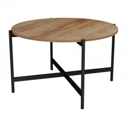 Coffee table Aisle pakoworld melamine natural-black D80x45cm Coffee table Aisle pakoworld melamine natural-black D80x45cm