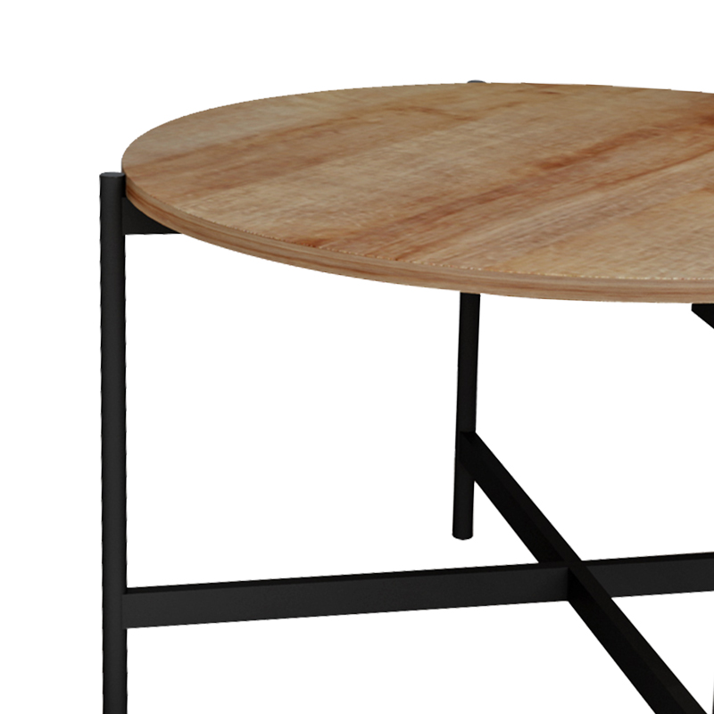 Coffee table Aisle pakoworld melamine natural-black D80x45cm Coffee table Aisle pakoworld melamine natural-black D80x45cm