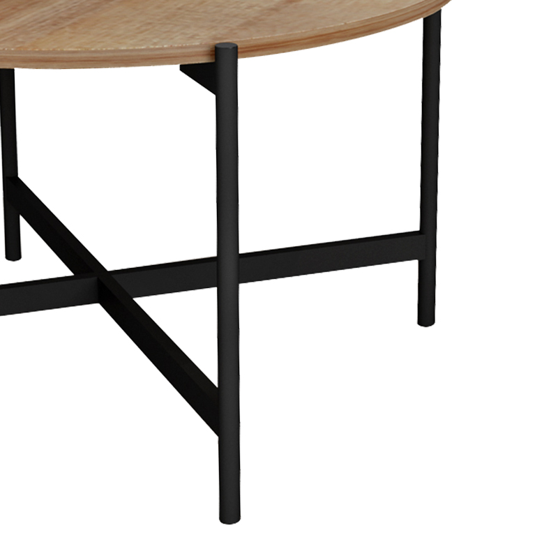 Coffee table Aisle pakoworld melamine natural-black D80x45cm Coffee table Aisle pakoworld melamine natural-black D80x45cm