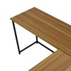 Right corner office desk Impetus pakoworld melamine walnut-black 150x50x75cm