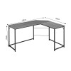 Right corner office desk Impetus pakoworld melamine walnut-black 150x50x75cm