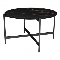 Coffee table Aisle pakoworld black marble melamine-black metal D80x45cm Coffee table Aisle pakoworld black marble melamine-black metal D80x45cm