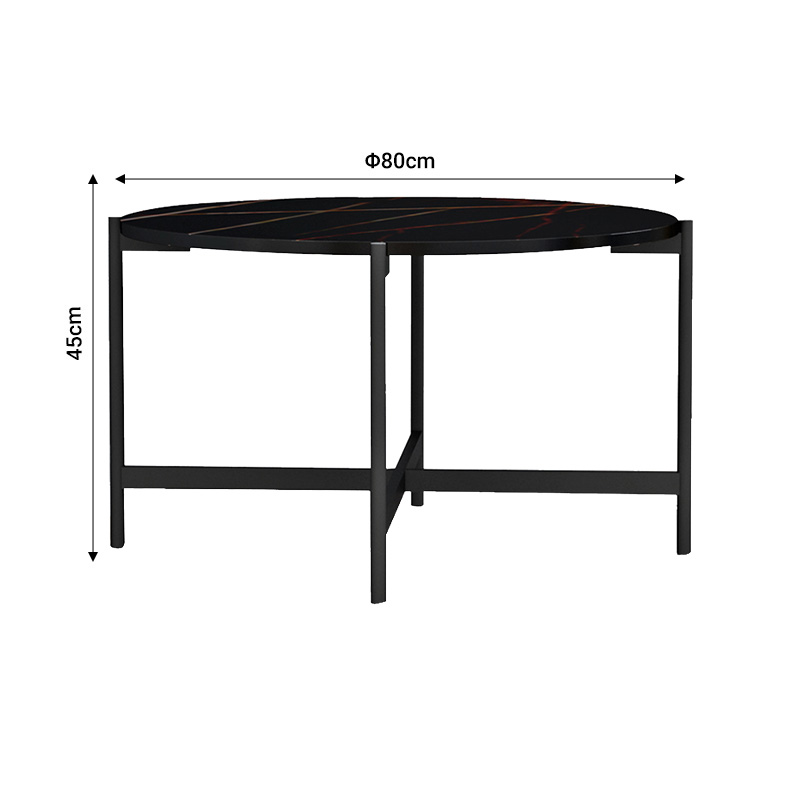 Coffee table Aisle pakoworld black marble melamine-black metal D80x45cm
