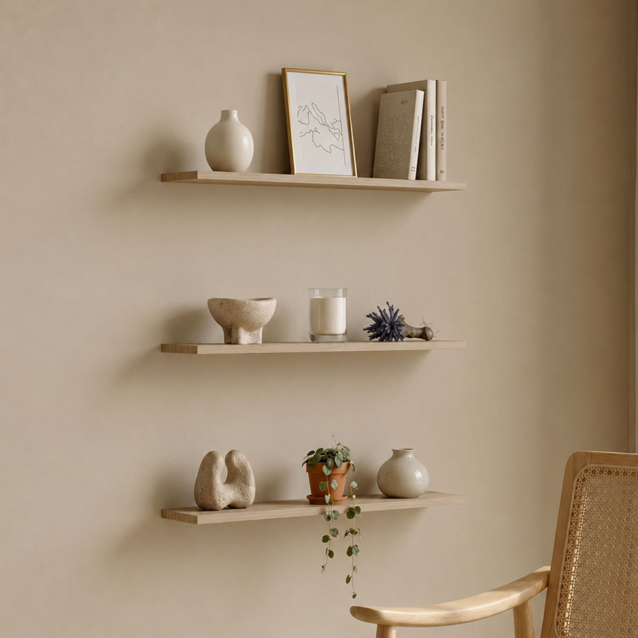 Divar pakoworld wall shelf in sonoma color 60x14.5x1.8cm