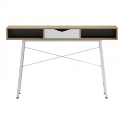 Office desk Komo pakoworld in sonoma-white color with white metallic legs 120x48x76cm Office desk Komo pakoworld in sonoma-white color with white metallic legs 120x48x76cm