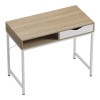 Office desk Kama pakoworld in sonoma-white color with white metallic legs 95x48x76cm