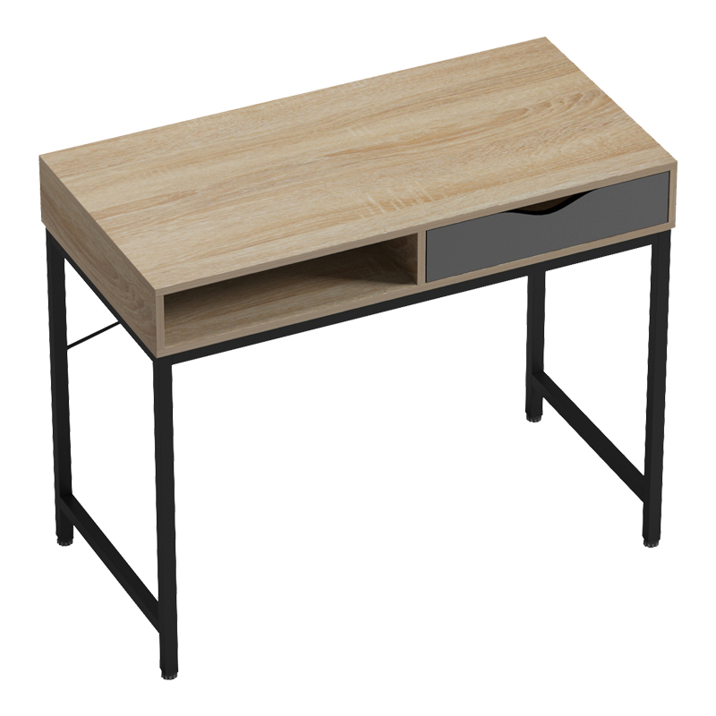 Office desk Kama pakoworld in sonoma-grey color with black metallic legs 95x48x76cm Office desk Kama pakoworld in sonoma-grey color with black metallic legs 95x48x76cm