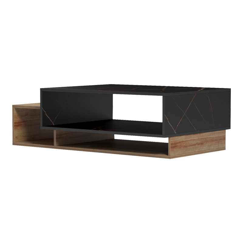 Dekost pakoworld coffee table in oak-black marble shade 105x50x32cm Dekost pakoworld coffee table in oak-black marble shade 105x50x32cm