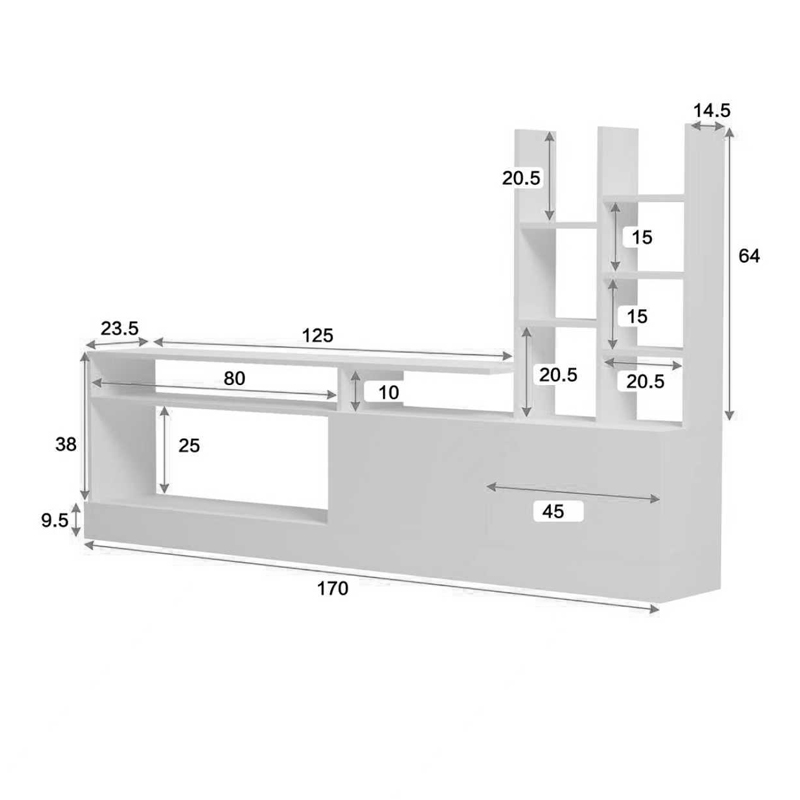 Seruno pakoworld TV unit in white 170x25x100cm
