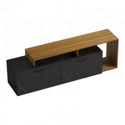 Tobler pakoworld TV cabinet in walnut color with black marble 170x40x53cm Tobler pakoworld TV cabinet in walnut color with black marble 170x40x53cm