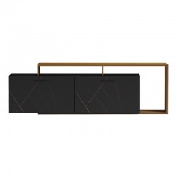 Tobler pakoworld TV cabinet in walnut color with black marble 170x40x53cm Tobler pakoworld TV cabinet in walnut color with black marble 170x40x53cm