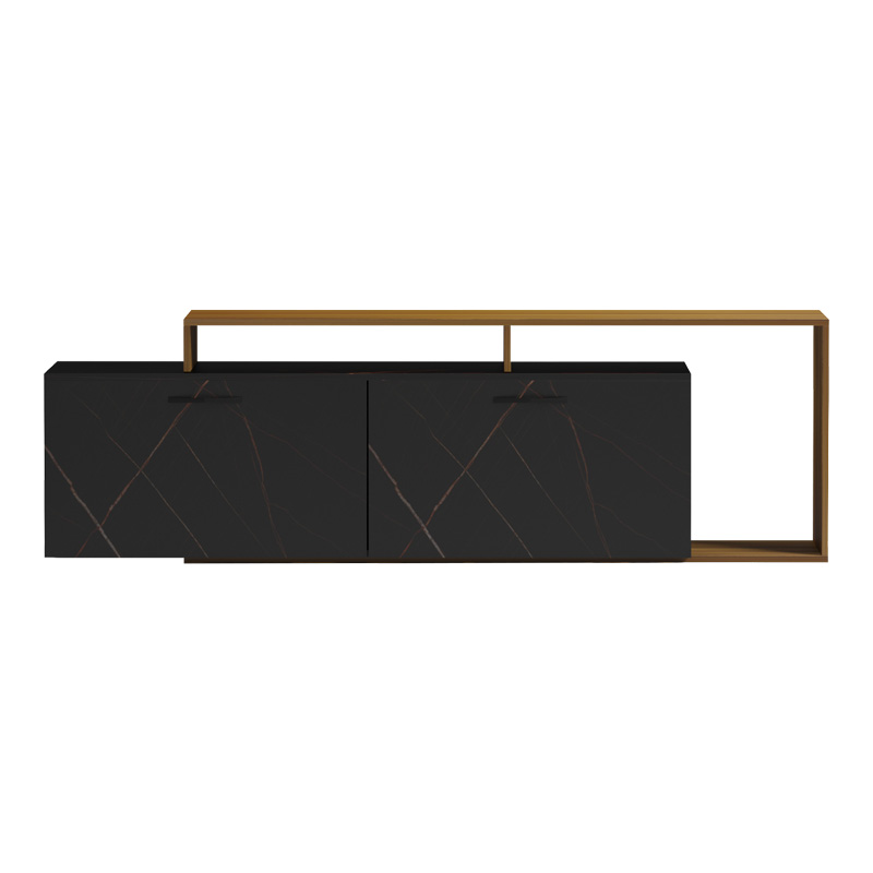 Tobler pakoworld TV cabinet in walnut color with black marble 170x40x53cm Tobler pakoworld TV cabinet in walnut color with black marble 170x40x53cm