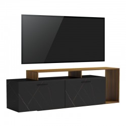 Tobler pakoworld TV cabinet in walnut color with black marble 170x40x53cm Tobler pakoworld TV cabinet in walnut color with black marble 170x40x53cm