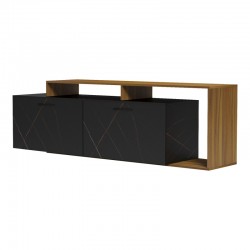 Tobler pakoworld TV cabinet in walnut color with black marble 170x40x53cm Tobler pakoworld TV cabinet in walnut color with black marble 170x40x53cm