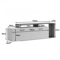 Έπιπλο τηλεόρασης Tobler pakoworld σε oak- λευκή απόχρωση 170x40x53εκ