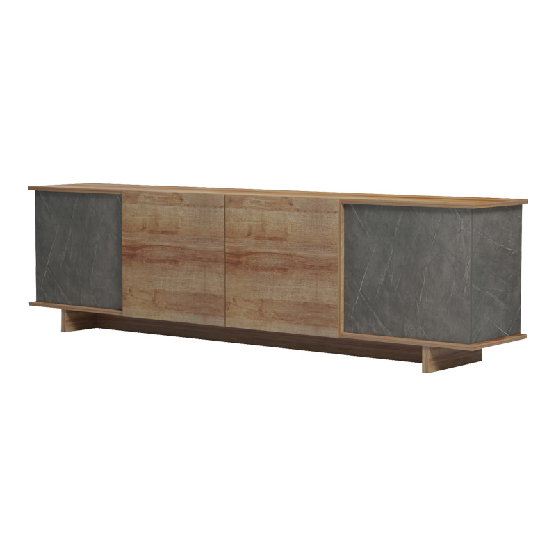 Έπιπλο τηλεόρασης Zafore  pakoworld σε oak-καφέ antique απόχρωση 180x33x50εκ