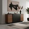 Zafore pakoworld sideboard in walnut color with black marble 180x45x80cm