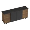 Zafore pakoworld sideboard in walnut color with black marble 180x45x80cm