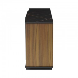 Μπουφές Zafore  pakoworld καρυδί- μαύρο μαρμάρου 180x45x80εκ