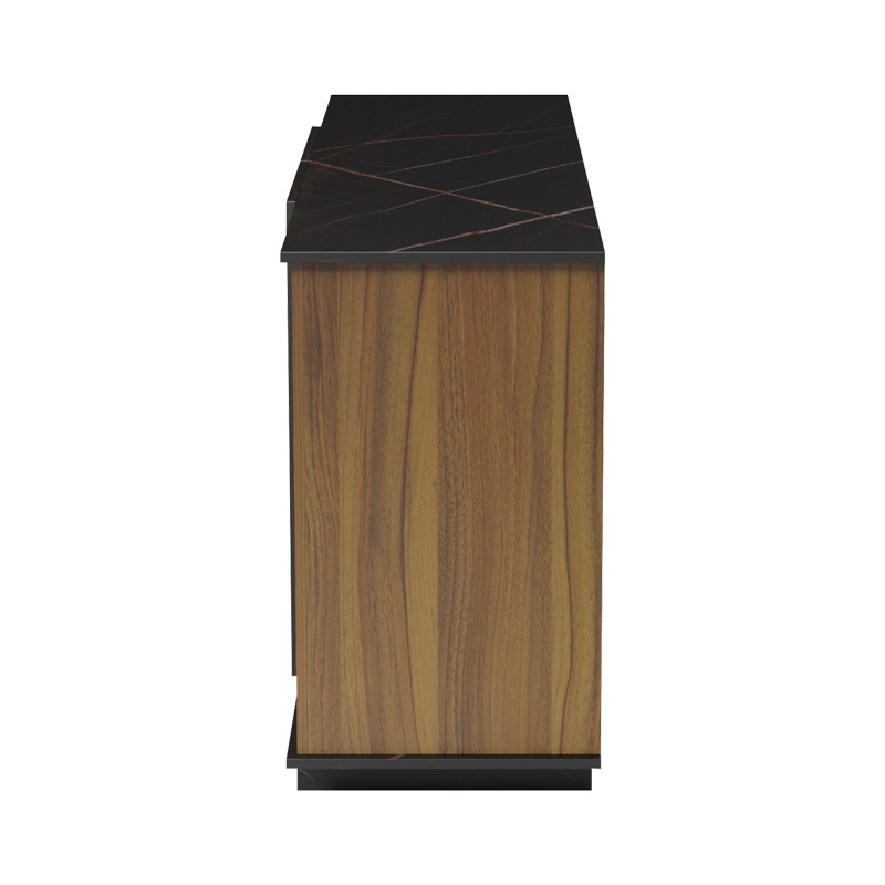 Μπουφές Zafore  pakoworld καρυδί- μαύρο μαρμάρου 180x45x80εκ
