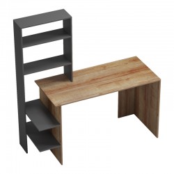Bivoro work desk with pakoworld shelf in oak-gray shade 146x55x129cm Bivoro work desk with pakoworld shelf in oak-gray shade 146x55x129cm
