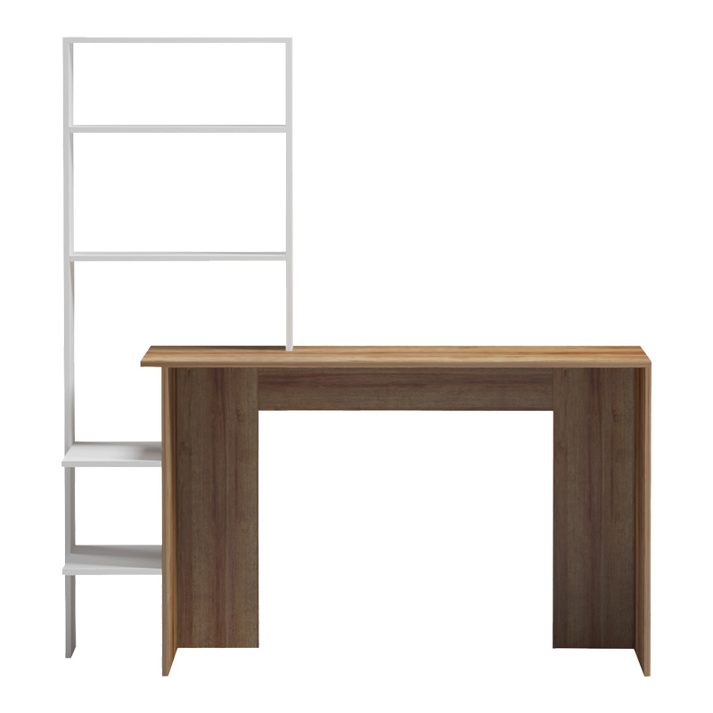 Bivoro work desk with pakoworld shelf in oak-white shade 146x55x129cm Bivoro work desk with pakoworld shelf in oak-white shade 146x55x129cm