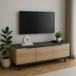 Έπιπλο τηλεόρασης Kasandra pakoworld σε μαύρο μαρμάρου-sonoma απόχρωση 180x35x48.5εκ