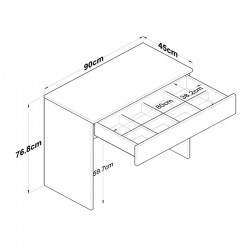 Artemisia pakoworld bedroom console-dressing table in white 90x45x76.8cm