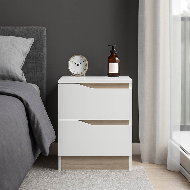 Bedside table Verena II pakoworld in white-sonoma 40x40x50cm