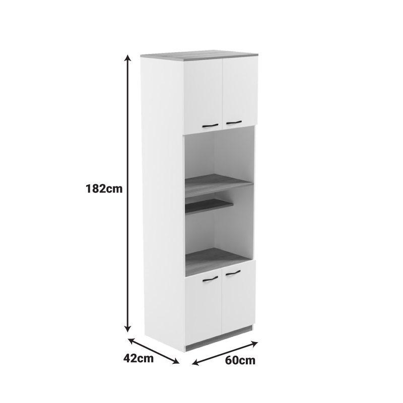 Rowan pakoworld kitchen cabinet in white-sonoma shade 60x42x182cm Rowan pakoworld kitchen cabinet in white-sonoma shade 60x42x182cm