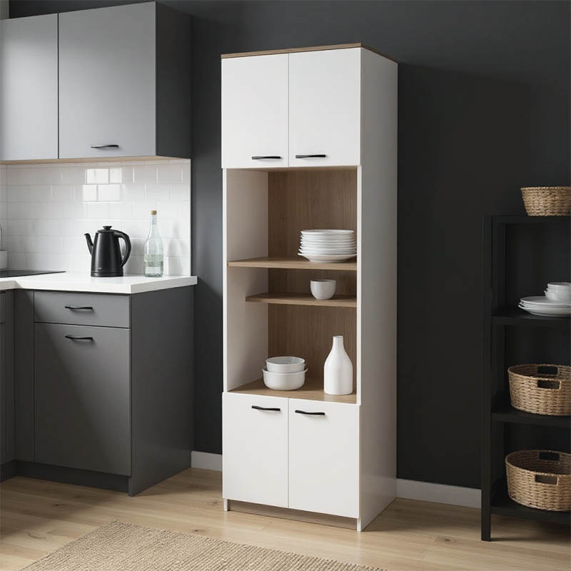 Rowan pakoworld kitchen cabinet in white-sonoma shade 60x42x182cm