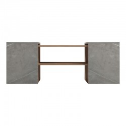 Morfi pakoworld polymorphic coffee table 3pcs in oak-beige marble shade 105x45x37cm