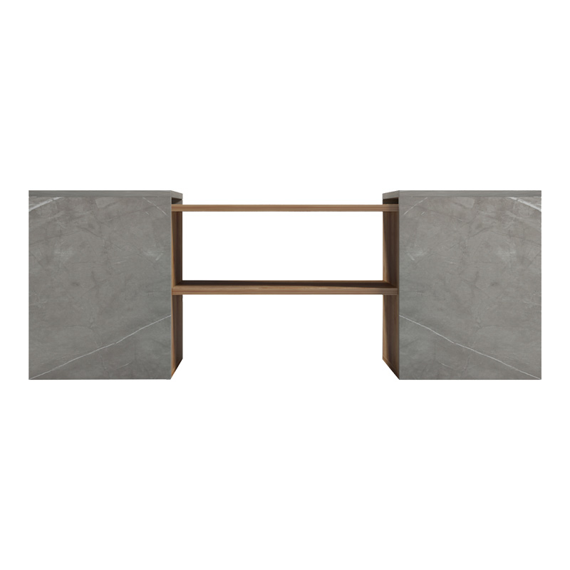 Morfi pakoworld polymorphic coffee table 3pcs in oak-beige marble shade 105x45x37cm