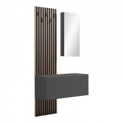 Arika pakoworld entrance furniture with mirror in oak-anthracite shade 100x37.1x199.5cm
